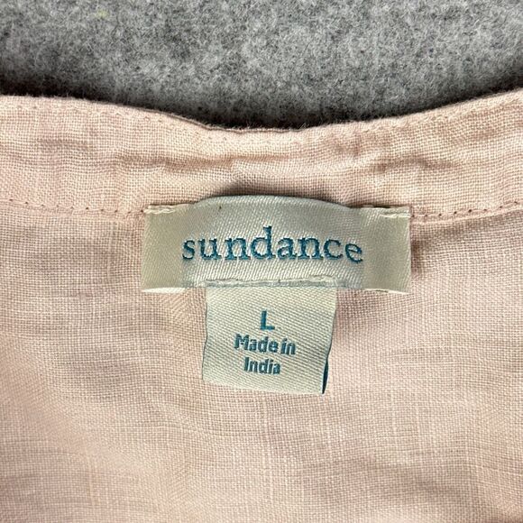 Sundance Catalog Linen Top Womens L Pintuck Button Long Sleeve Coastal Boho* - Picture 10 of 11